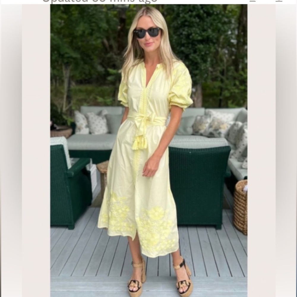 Julia Amory coatue caftan midi dress, yellow, size M - Picture 4 of 4